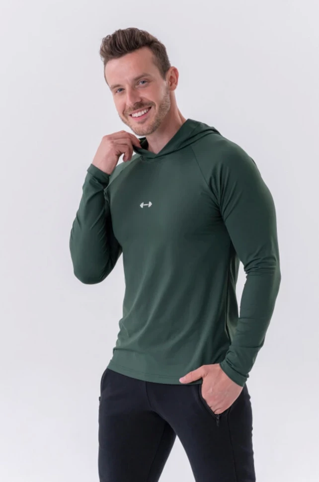 Толстовка Nebbia Long-Sleeve T-shirt with a hoodie 330 Green в Челябинске  в Челябинске 