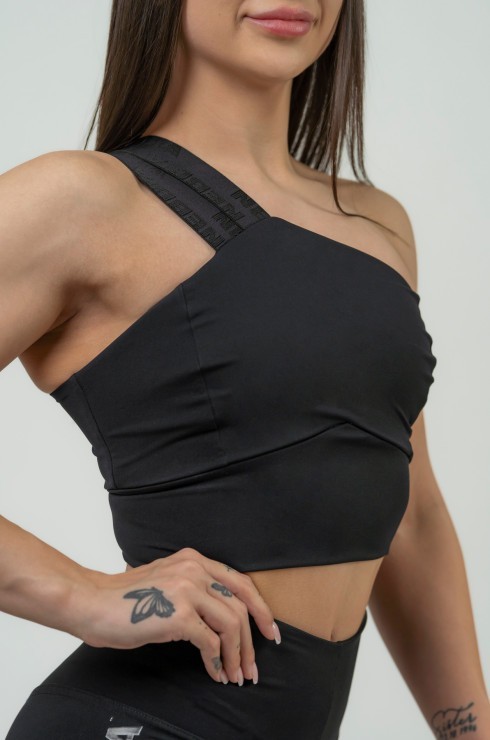 Топ NEBBIA 841 High Support Sports Bra INTENSE Asymmetric Black в Челябинске  в Челябинске 