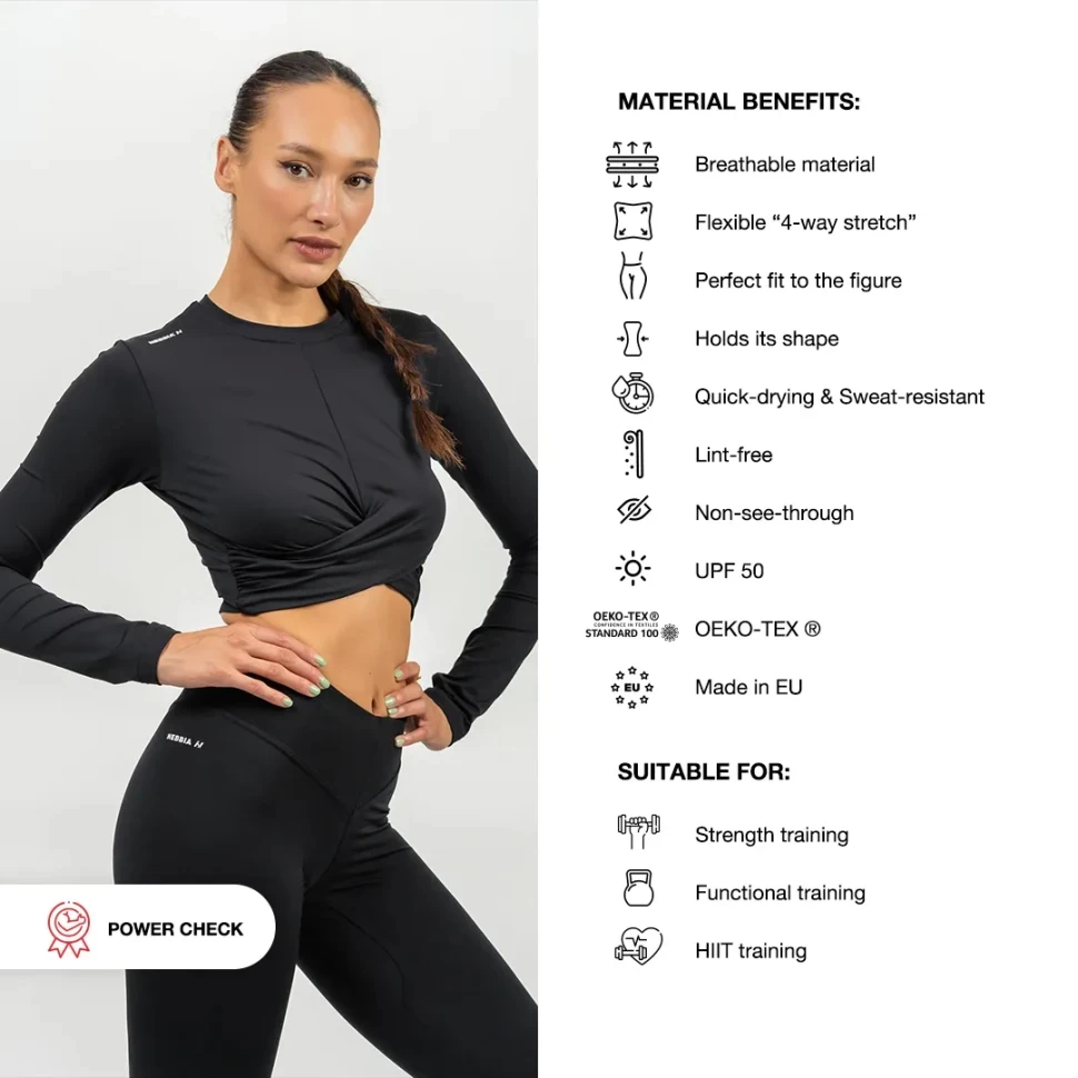 Лонгслив Nebbia Cropped Long Sleeve Top ELEVATED 468 Black в Челябинске в Челябинске