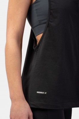 Майка Nebbia 419 Sleeveless Loose Cross Back Tank Top “Feeling Good” Black